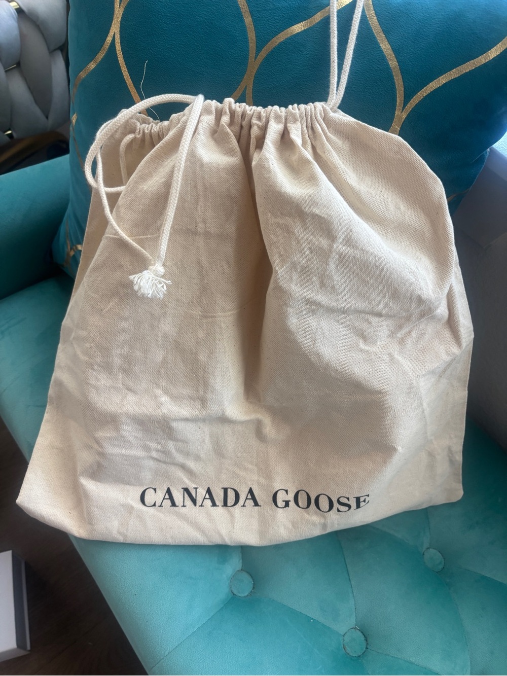 Canada Goose Natural Canvas Logo Dust Bag with Black Print